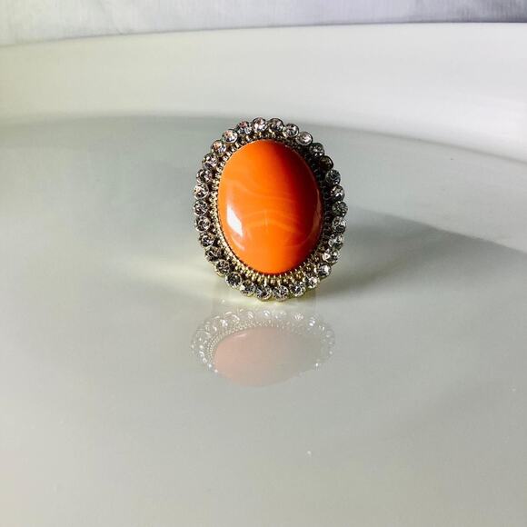 INC Large Coral Stone Ring - Picture 6 of 8
